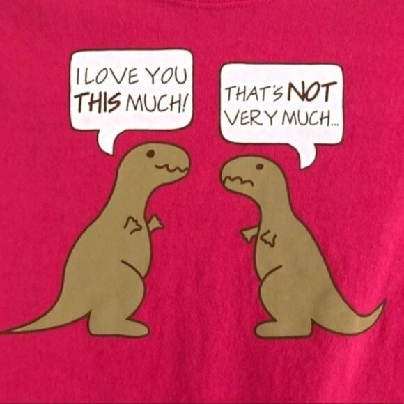 Dinosaur T-Shirt S Juniors Pink T-Rex Graphic Love Funny - Picture 3 of 8